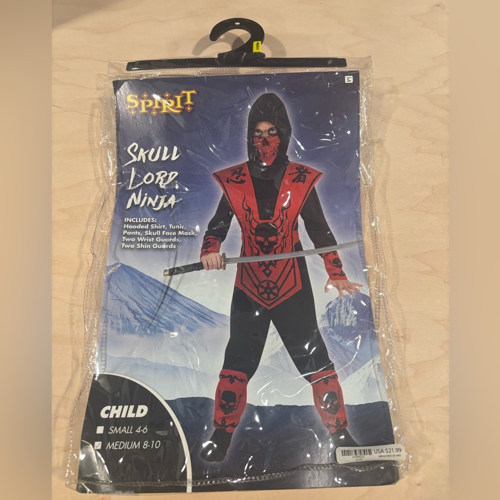 Spirit Red and Black Ninja Warrior Costume-sz small